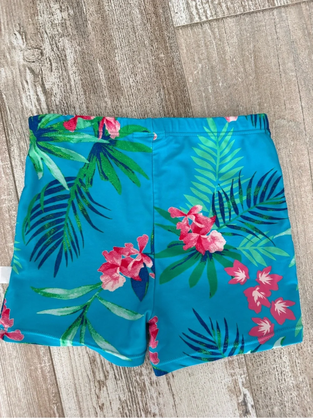 Girls Kanu Surf Kids Swim Shorts Turquoise with Pink Floral